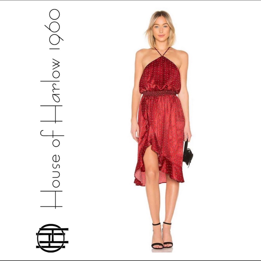 NWT House of Harlow Revolve Satin Halter Dress